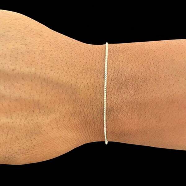 Pulseira Prata Masculina Fininha 1mm Veneziana 18Cm Banhado a Prata 925