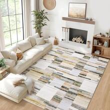 Modern Home Decor Patchwork Living Room Area Rug Stain Resistant Non Slip Hallway Runner Rug Printed Thin Low Pile Mat Throw Rug Washable Bordered Carpet Easy To Clean Soft Non Shedding Floorcover For Dinning Room Kitchen Laundry Bathroom Bedroom - 灰色 - 查看 4