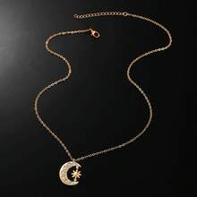 1pc Men's Fashion Minimalist Unique Design Cubic Zirconia Moon & Sun Pendant Necklace, Versatile Men Jewelry - Multicolor - View 9