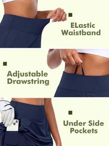 JoyGirl Womens Golf Skorts Skirts With Shorts High Waist Tennis Skirt Hiking Skirts Athletic Skorts With 7 Pockets - 寶蘭色 - 查看 4