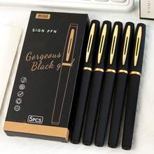 5mm Black Signature Pen, Smooth Writing Business Office Signing Pen, Student Planner Marker Pen, Elegant Gift Box - Ruột bút bi đen và vàng 5 chiếc - Xem 2