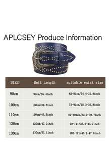 1 peça cinto feminino azul de metal PU com strass, acessório de vestido casual estilo boêmio, moda verão, outono escolar, Halloween - Azul - Ver 6