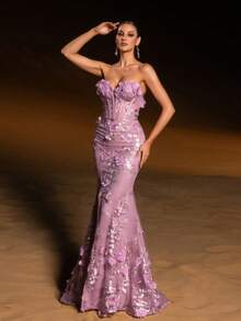 Faeriesty Haute Glamour Elegant Strapless Evening Gown With 3D Floral Appliques – Fitted Bodice Adorned With Embroidery, Mermaid Silhouette For Weddings, Galas, Proms & High-End Dinner Gatherings For Women