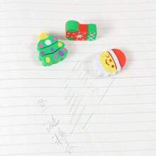 4pcs Christmas Snowman Rubber Bag Christmas Tree Santa Claus Holiday Gift Rubber PVC Self Sealing Zipper Student Stationery [Color And Pattern Random]