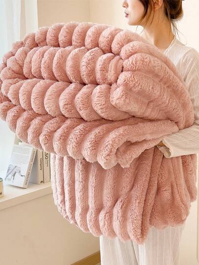 1pc Thick & Warm Ultra-Soft Striped Throw Blanket - Machine Washable Polyester, Allergy-Friendly, All-Season Cozy Comfort For Couch, Bed, Or Gift - Mixed Colors, Throw Blanket For Couch, Neutral Home Decor, Hypoallergenic Material,Autumn Decor,Winter Decor,Room Decor,Back To School