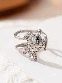 1 Stück minimalistische Meeresschildkröten Dekor Clip-On Kupfer Ohrringe, geeignet für Frauen zum Tragen im Sommer, im Alltag, auf Partys