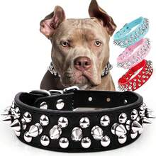 Spiked Dog Collar, Soft PU Leather With Mushrooms, Rivet And Spike Studs, Adjustable And Durable Training Collar For Male And Female Dogs
