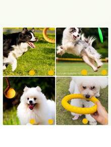 Disco volador con aro grande para mascotas - Juguete interactivo de disco volador para perros que combate el aburrimiento - Juguete masticable duradero con rebote y juguete de tiro para perros pequeños y medianos como Golden Retriever y Border Collie