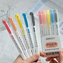 15 Color Fluorescent Pen Set Soft Water Double Headed Mark Pen Marking Note Number Pen Drawing Notebook Diary Student Stationery Office Supplies(Random Style)