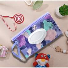 1 Pcs Reusable Travel Wipe Dispenser Bag – Bohemian Style Portable Wipe Case – Refillable Wet Wipe Pouch, Ideal For On-The-Go Use - Violet - 查看 6