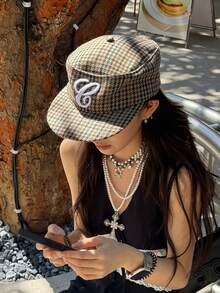 Early Autumn New Flat Top Retro Baseball Cap For Women Three-Dimensional Embroidered Baseball Cap Casual All-Match Flat Brim Baseball Cap For Men