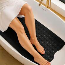 1pc Bath Mat - Lux Decor Non-Slip Durable PVC Tub Mat With Suction Cups And Drainage Holes - 40x16 Inches- For Shower And Bathtub Comfort, Roll-Up Storage, Home Decor, Back To School, Graduation Gifts-, Spring Cleaning Upgrade, Valentine's Day Spa Feel, Safety First, Quick Dry Surface, Mold Resistant, Easy Clean, Comfortable Standing, Shower Essential, Bathtub Safety, Bathroom Upgrade, Daily Use Mat, Home Basic, Family Use, Everyday Living - 黑色 - 查看 3
