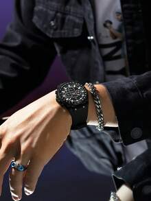 REWARD Men's Quartz Watch Business Fashion Style Timing Calendar Luminous Hands Multi-Functional Men Wristwatch High Quality Gift Classic Design Silicone Watch Band - Black - View 7