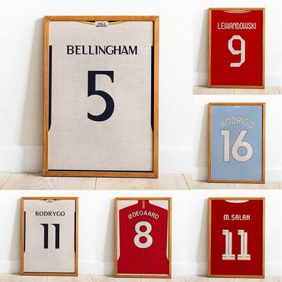 1pc/3PCS Wall Arts Posters Optional Frame Pop Printable Jerseys Of Popular Players Vintage Grey Texture, 2025 2024 Football Semester, Soccer Suit Room Decoration, Gifts For Boys, Player Jersey Poster