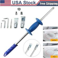 9pcs Automobile Sheet Metal Hammer Set, Made Of Durable Steel And Rubber Material, Car Body Repair Tool;  Practical & Functional Style, Silver With Blue Rubber Grip, Long - Handled And Hammer - Shaped Design, Comes With Multiple Attachments Detail.  Ideal For Effortlessly Removing Hail Dents And Other Minor Dents On Car, Truck Bodies.  Automotive Maintenance Gadget Perfect For Year - Round Use In Garages, Driveways.  Great As A Gift For Car Enthusiasts, Mechanics On Birthdays, Father's Day - 9pc - View 1