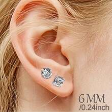 2對不費力穿戴的男女不鏽鋼磁力釘式耳環,佩戴免洞穿,無過敏反應,6mm