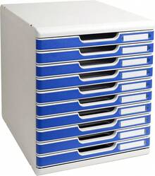 Ablagebox Modulo mit 5 Schubladen für DIN A4+ Dokumente.Belastbare Schubladenbox mit hoher Kapazität für mehr Platz auf dem Schreibtisch grau/steingrau - Lichtgrau/Blau - Übersicht 7