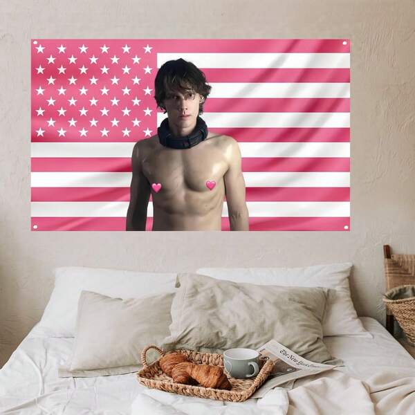 Tapisserie avec drapeau américain rose de Hunter Doohan, drapeaux roses de Hunter Doohan, décoration avec drapeau rose