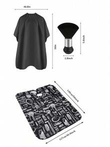 Zestaw profesjonalnych akcesoriów fryzjerskich 1 szt.: regulowana szczotka do miotełki na szyję, peleryna fryzjerska, wodoodporny szalik do stylizacji włosów, odpowiedni do farbowania, strzyżenia, stylizacji, mycia, makijażu, unisex, dla stylistów i do użytku domowego, geometryczny wzór, swobodny szalik poliestrowy, odpowiedni na każdą porę roku