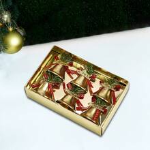 6Pcs Hand Bell Service Bell Christmas Decoration Shiny Jingle Bells For Home Holiday Christmas Tree Decorations