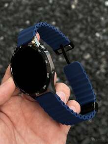 18mm, 20mm, 22mm Silikon Magnetisches Uhrenarmband, kompatibel mit Samsung Galaxy Watch 3/4/5/6/7, Uhrenarmband GT6/5/4/3, Garmin, Amazfit und andere Marken Uhren - Mitternachtsblau - Übersicht 5