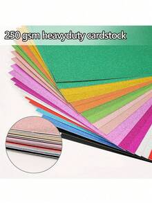 100pcs,Glitter Cardstock Paper For , 10 Sheets 10 Colors Premium Glitter Paper For Crafts, A4 Glitter Card Stock For DIY Projects, Sparkly Paper For Card Making, 250 GSM