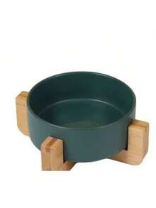 陶瓷狗碗带木架，重型防溢宠物食品和水碗套装，防滑稳定底座，慢速喂食器，易于清洁