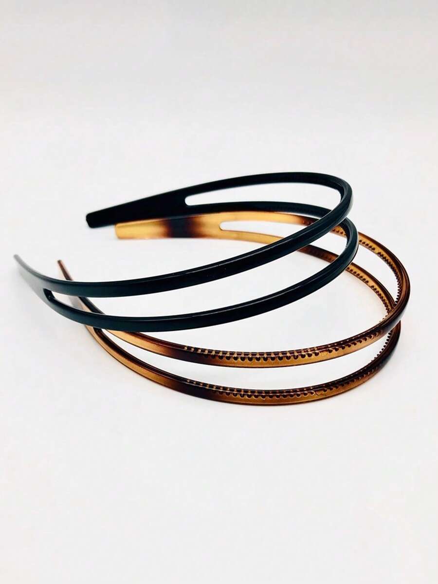 2条/1条装 女士简约黑色、焦糖色、豹纹防滑锯齿塑料发箍，时尚百搭优雅极简发饰，适合日常、休闲、派对、通勤、度假、发型设计、洗脸化妆、搭配服装，发箍、发圈、锯齿发箍、发带、女士头饰 - 彩色 - 查看 1