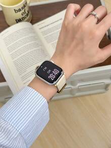 1条真皮表带，兼容，女士款，金色、黑色、银色可选，运动型，适用于38mm、40mm、41mm、42mm、44mm、45mm、46mm、49mm表盘，兼容 Ultra 10/9/8/7/6/5/4/3/2/1 SE系列 - Golden Nata - 查看 2