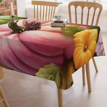 1pc Thanksgiving Autumn Creative Dual-Color Pumpkin Print Holiday Decorative Tablecloth, Absorbent Dirt-Resistant Dining Table Cover, Warm & Comfortable Home Decor Rectangular Coffee Table Cloth - Multicolor - View 10
