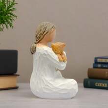 1pc Angel Of Girland Cat Statue, Hand-Painted Angel Figurine Statue, Sympathy Gift For Cat Mom,Modern Resin Desktop Decor - Patterned Cat Lover Girl Figure, Battery-Free Home Office Ornament, Interesting Gift For Pet Lovers - 彩色 - 查看 4