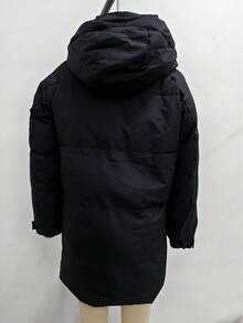 New Men's Thick Long Letter Zip-Up Loose Hooded Down Jacket