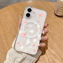 Unique Wireless Charging Design, Exquisite Floral Pattern Printing, PC Anti-Drop And Shockproof Full-Cover Mobile Phone Case Suitable For IPhone 17pro Max/17pro/17Air/17/16plus/16/15/14/13/12/11/XSMAX/XS/XR/Galaxy S22plus/S23ULTRA/S24FE/S25 EDGE. It Is Cute And Fashionable And Is A Good Choice For Birthdays, Christmas, And Halloween Gifts. - 無色 - 查看 1