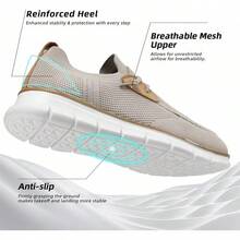 Mens Casual Loafers Shoes Slip On Fashion Walking Dress Sneakers Business Oxfords Work Lightweight Soft Sole Zapatos-20256688 - 卡其色/白色 - 查看 10