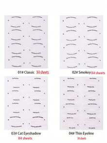 8/32/64/128/160片装眼妆模板贴纸，眼线形状模板贴片，舞台妆，无香型，无纺布眼影棒/眼线棒/化妆品/眼妆辅助贴纸/美容工具/九尾狐眼线，易于涂抹和卸除，快速上妆，非常适合初学者，价格实惠，圣诞礼物，化妆品，化妆工具，便宜好物，礼物，女士礼物，圣诞礼物 - 白色 - 查看 9