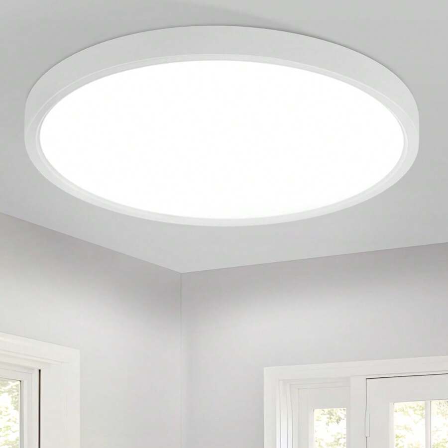 homefire Ceiling Lamp LED Ceiling Light Bathroom - 23CM Bedroom Lamp Flat 18W Black Hallway Lamp Ceiling IP44 Waterproof Bathroom Lamp 6000K Cold White Round Ultra Thin Kitchen Lamp For Kitchen Basement - 白色 - 查看 1