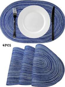 Tovagliette ovali/rotonde, set di tovagliette lavabili intrecciate, antiscivolo, resistenti al calore per tavolo da pranzo, decorazione per interni ed esterni, decorazione per tavolo da cucina