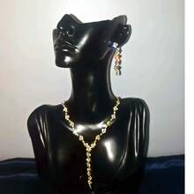 2 件套奢华水钻镶嵌项链和耳环套装，优雅设计，适合女性婚礼、派对和节日