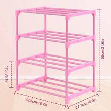 3 - Tier Pink Shoe Racks WomenGirls Closet, Small Shoe Storage 5 - Pairs, Lightweight Stackable Shoe Shelf Organizer Entryway, Front Door Entrance, Bedroom