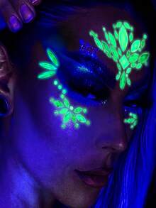 1 Sheet Face Gems Luminous Makeup Temporary Tattoo Stickers Acrylic Crystal Glitter Stickers Face Jewels Rainbow Tears Rhinestone For Party, Rave Festival, Music Festival, Dress-Up (5 Styles) - Multicolor - View 5