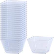 20 Small Plastic Dessert Cups 58ml, Professional Pyramid Shaped Dessert Cups, Disposable Party Cups