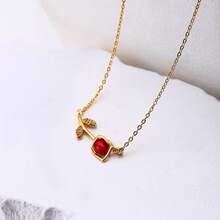 1件优雅甜美浪漫月光石锆石郁金香花朵吊坠项链，不锈钢链时尚首饰，送给朋友或爱人的礼物 - 鬱金香項鍊 - 查看 13