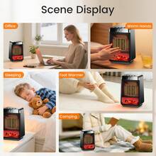 Space Heater 1pc 1500W Plug-In Portable Desktop Electric Heater , 3 Heat Settings, 4 Timer Functions, Mini Solar Powered Energy Efficient Fast Heating For Bedroom Home Use, Compact Size - 美規A型插(110-127V) - 查看 9