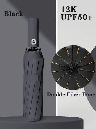 Stort vindtätt automatiskt paraply - diameter 125 cm, vattentät och vindtät design, reflekterande säkerhetsbälte, bärbart reseparaply med 10 ribbor