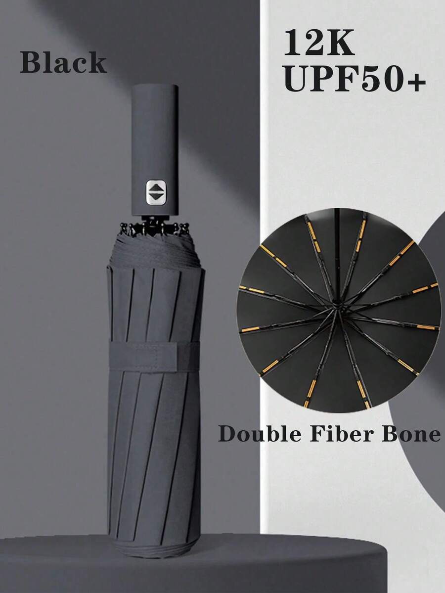 Duży, wiatroodporny automatyczny parasol – średnica 125 cm, wodoodporna i wiatroodporna konstrukcja, odblaskowy pasek bezpieczeństwa, przenośny parasol podróżny z 10 żebrami