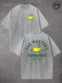 "THE MASTERS" Golf Pattern, Golf Shirt, Men's And Women's T-Shirts, 230G Wash Cotton High-Quality Cotton Printed T-Shirts, Men's Summer Clothing, Comfortable T-Shirt, Suitable For Street Retro And Outdoor Sports And Leisure, Y2K Style Outfit, Men Vacation Outfits,Ball Sports T-Shirts, Perfect Gifts. - 灰色 - 查看 1