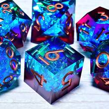 7 Piece Resin Dice Set, Suitable For Christmas Thanksgiving Gift Supplies Decoration Ramadan And Easter Board Game Desktop Dice, Hand Role-Playing Polyhedral Dice, RPG Dice Birthday Gift Holiday Party