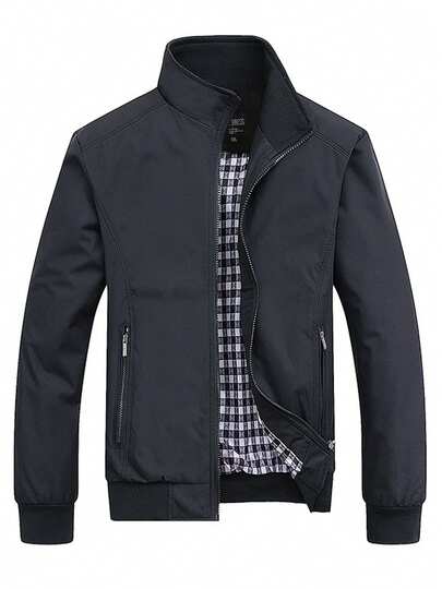 Men's Stand Collar Zipper Pocket Outdoor Jacket