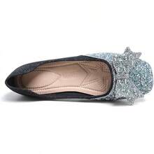 SAILING LU Square Toe Flats Shoes Rhinestoned Bowknots Ballet Flats For Women Studded Dress Shoes Comfort Light Weight LoafersChristmas - H-黑色 - 查看 7