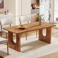 Tribesigns - Mesa de comedor moderna para 6 a 8 personas, mesa de comedor de 71 pulgadas con base de pedestal de madera, mesa de comedor larga rectangular para cocina, comedor, sala de estar, - Marrón - Ver 13